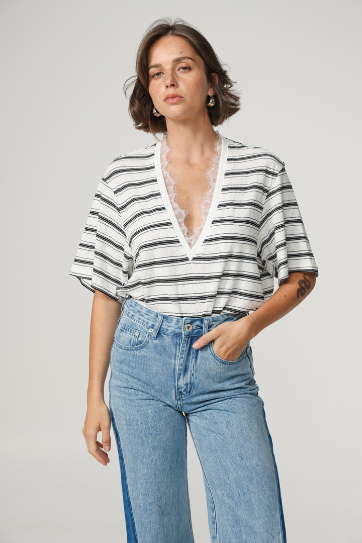 Glow White Striped T-Shirt