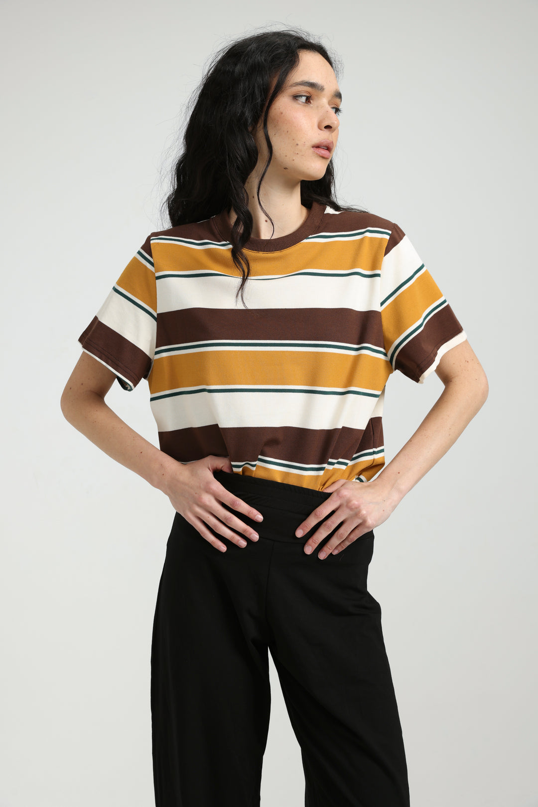Simpla Musturd Striped T-Shirt