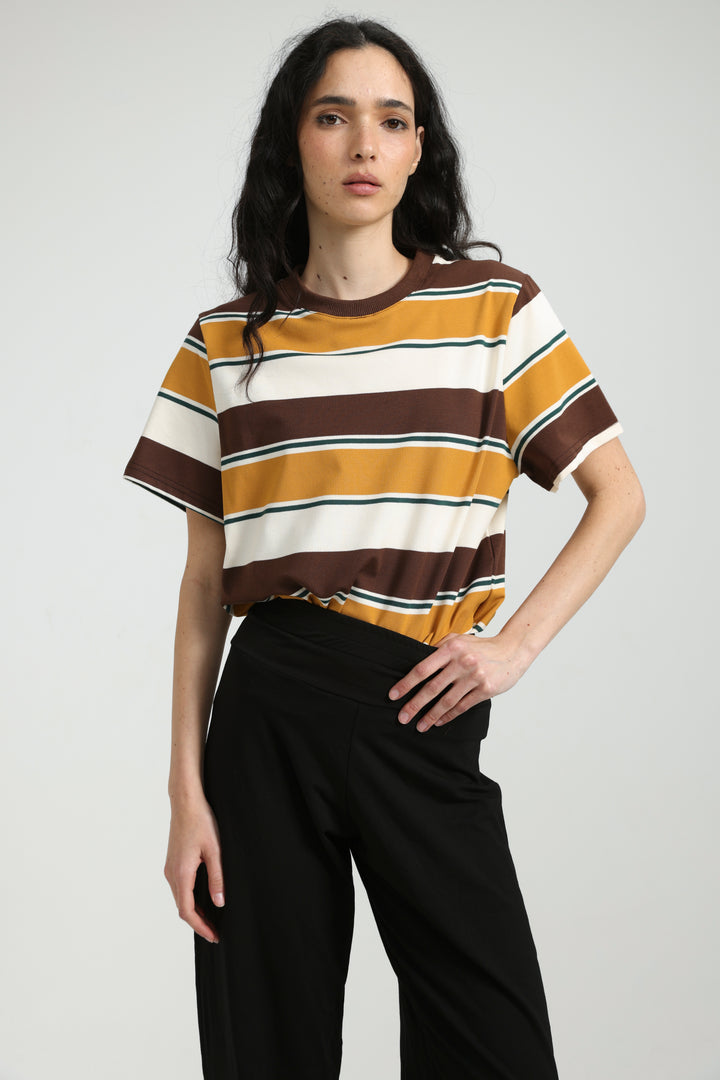 Simpla Musturd Striped T-Shirt