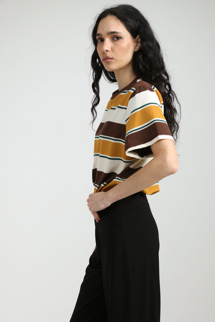 Simpla Musturd Striped T-Shirt