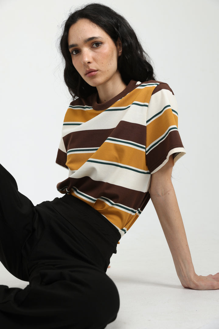 Simpla Musturd Striped T-Shirt