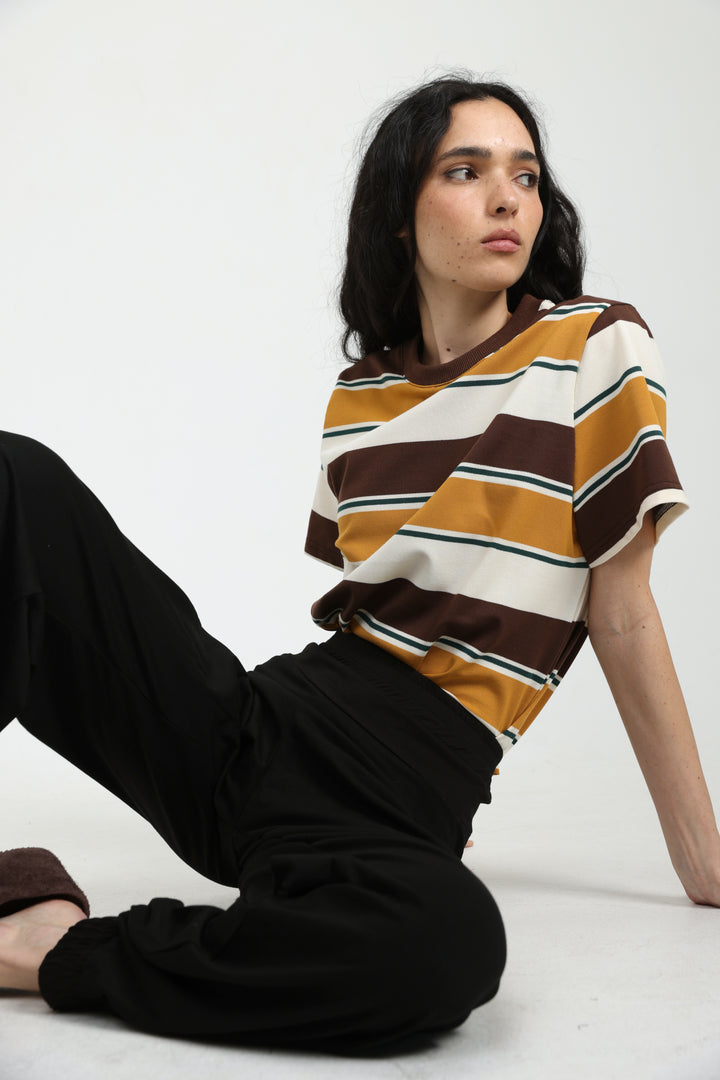 Simpla Musturd Striped T-Shirt