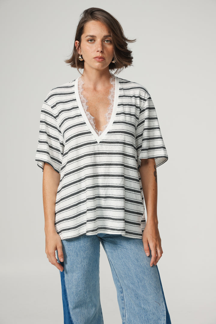 Glow White Striped T-Shirt