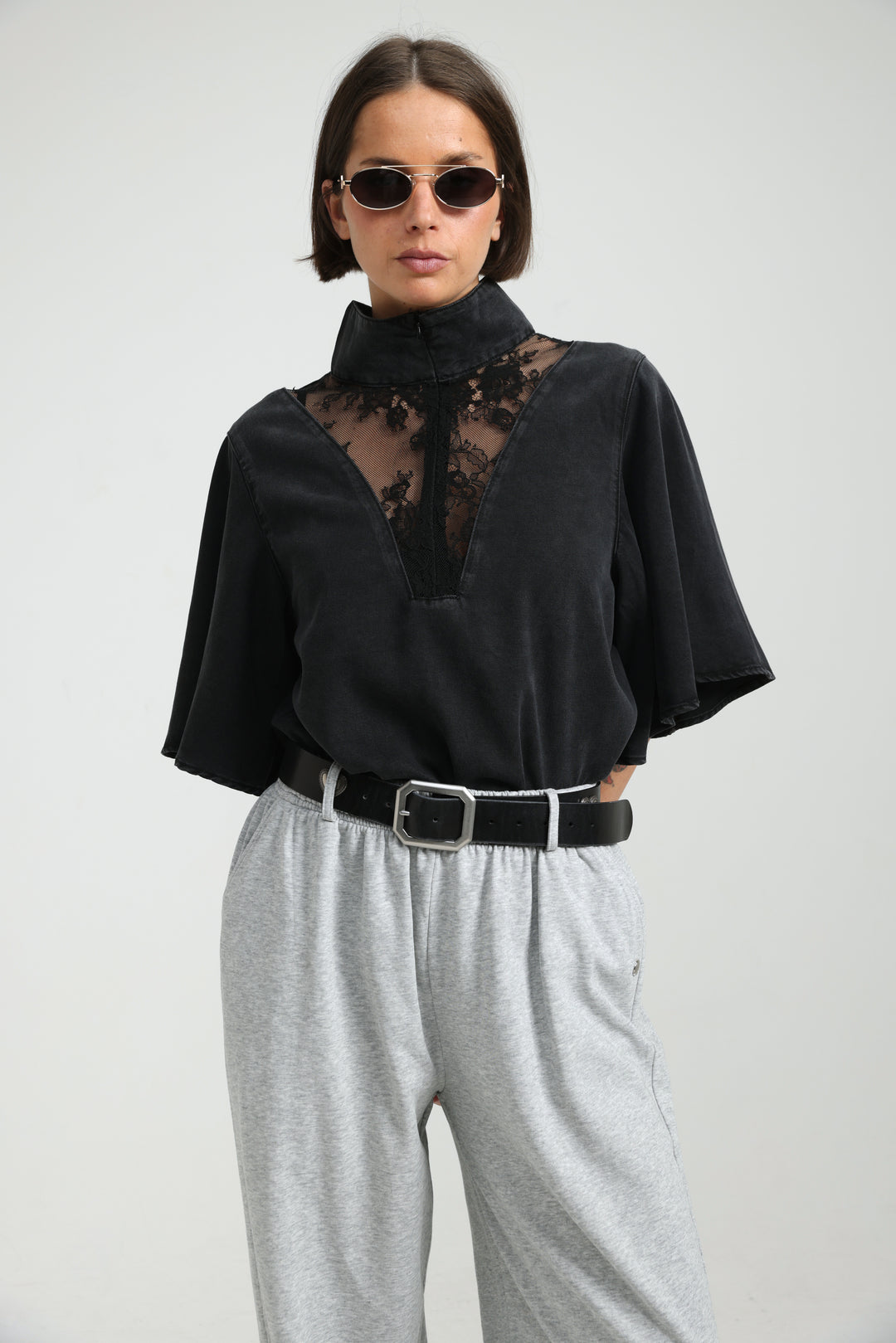 Adamon Lace Black Denim Polo