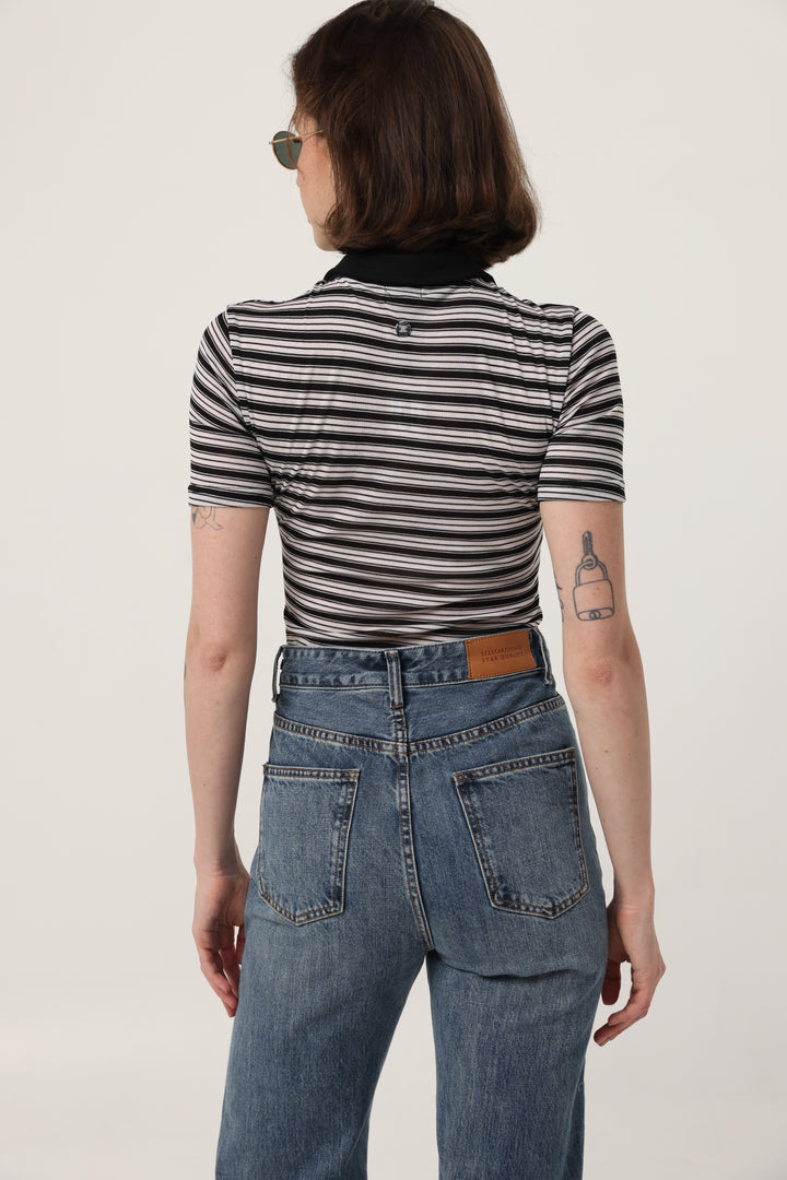 Reality Black Striped Polo Bodysuit