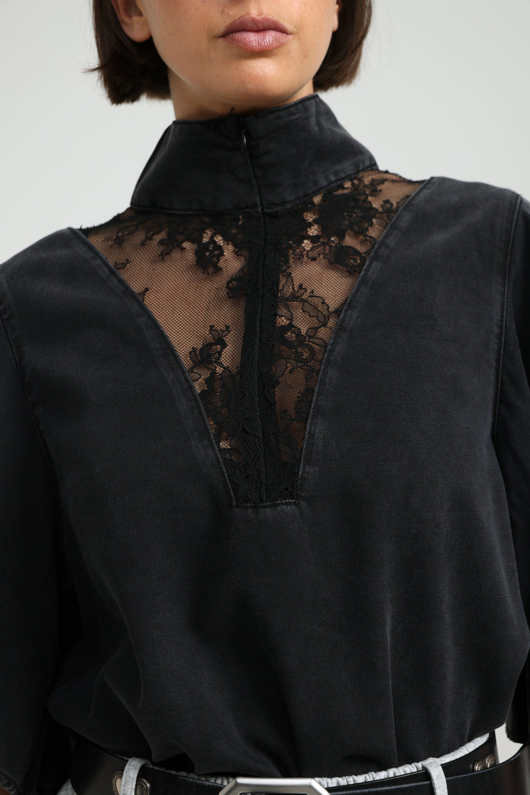 Adamon Lace Black Denim Polo