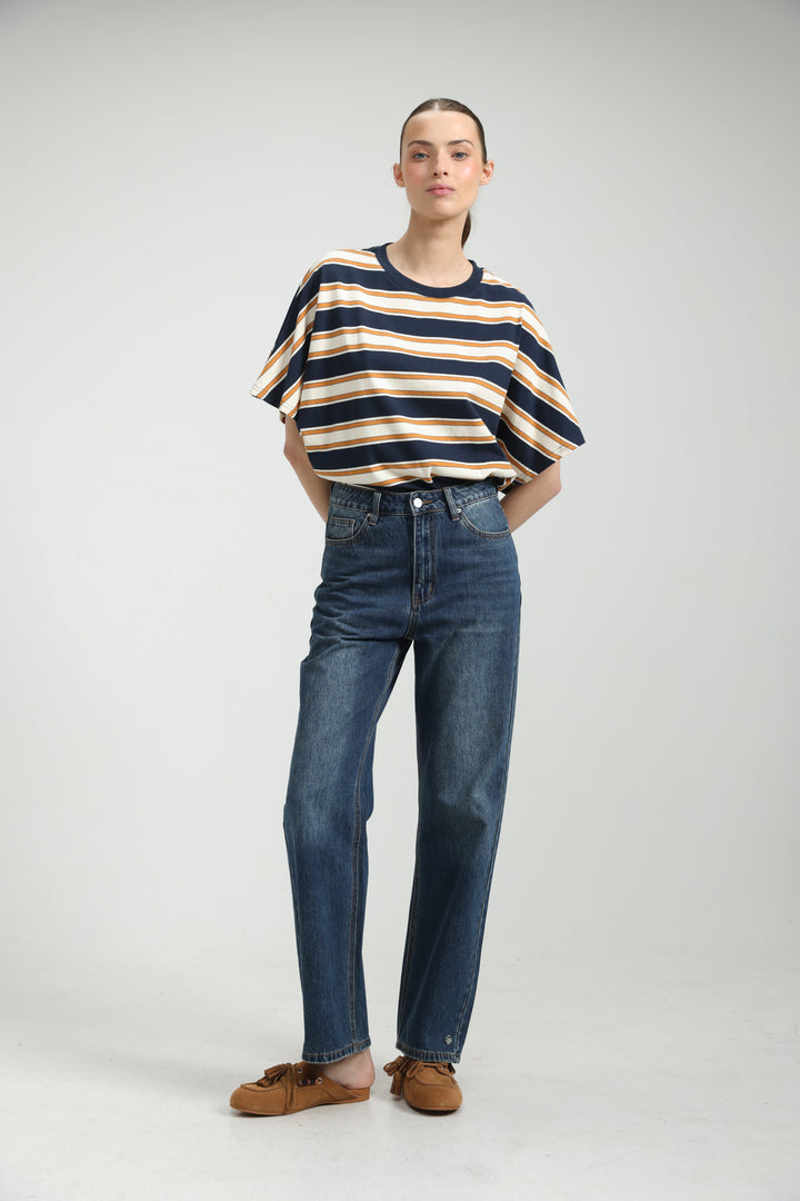 Heartbeat Navy Striped T-Shirt