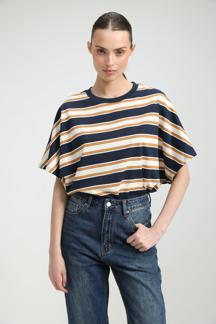 Heartbeat Navy Striped T-Shirt