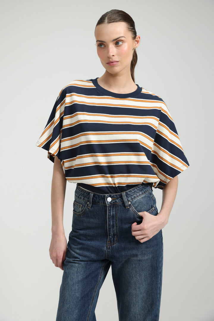 Heartbeat Navy Striped T-Shirt