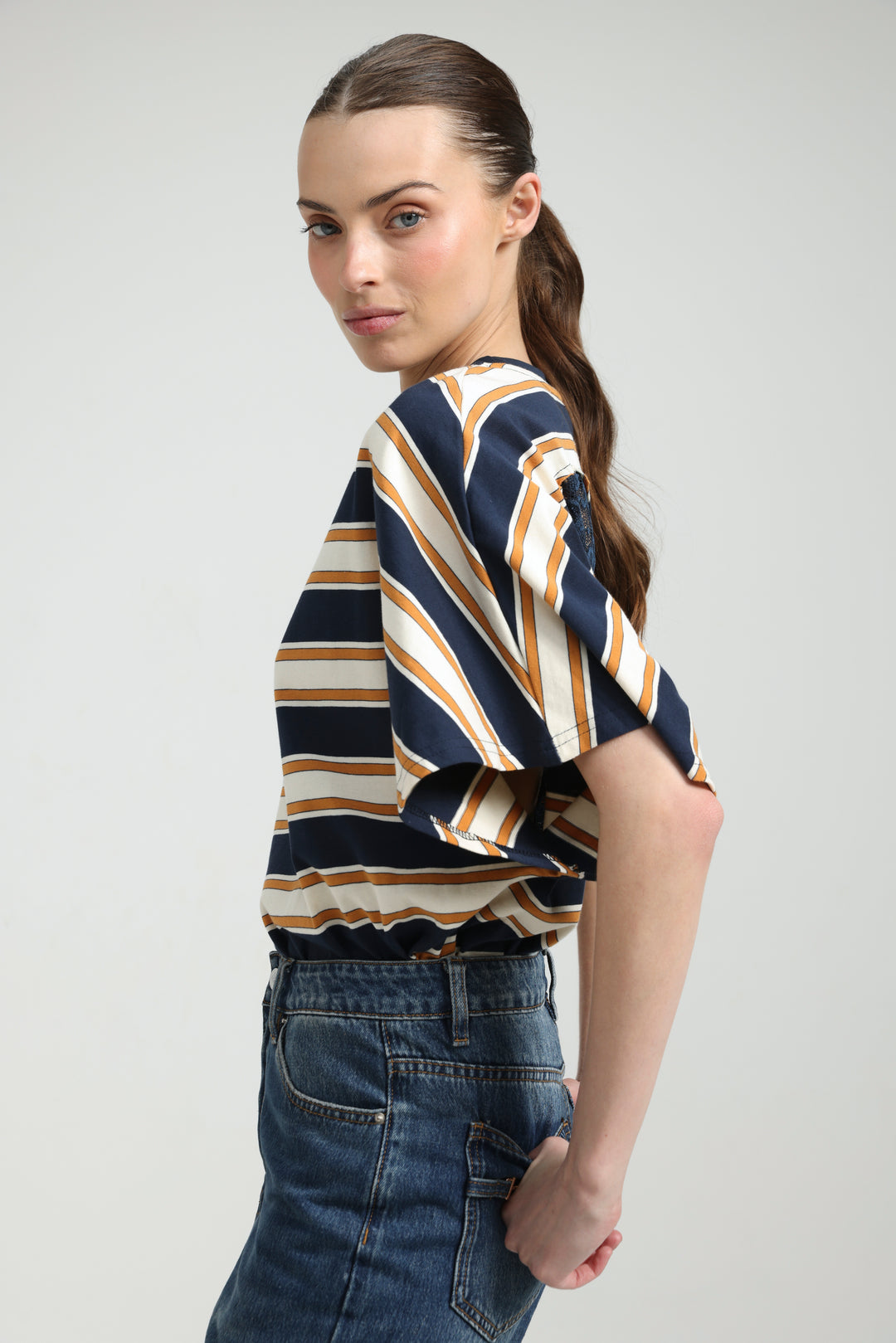 Heartbeat Navy Striped T-Shirt
