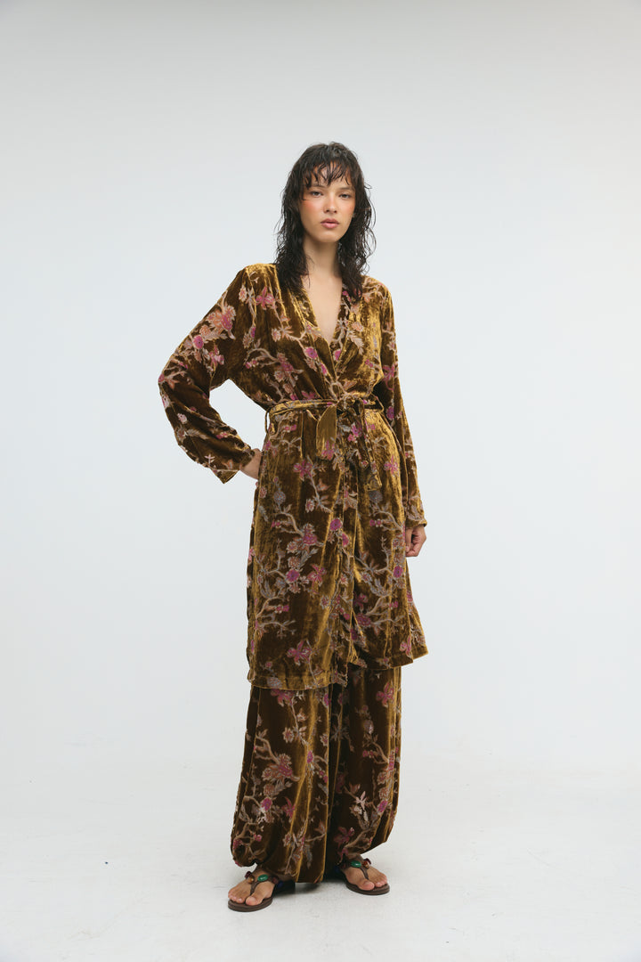 Floral Velvet Brown Balloon Bottoms