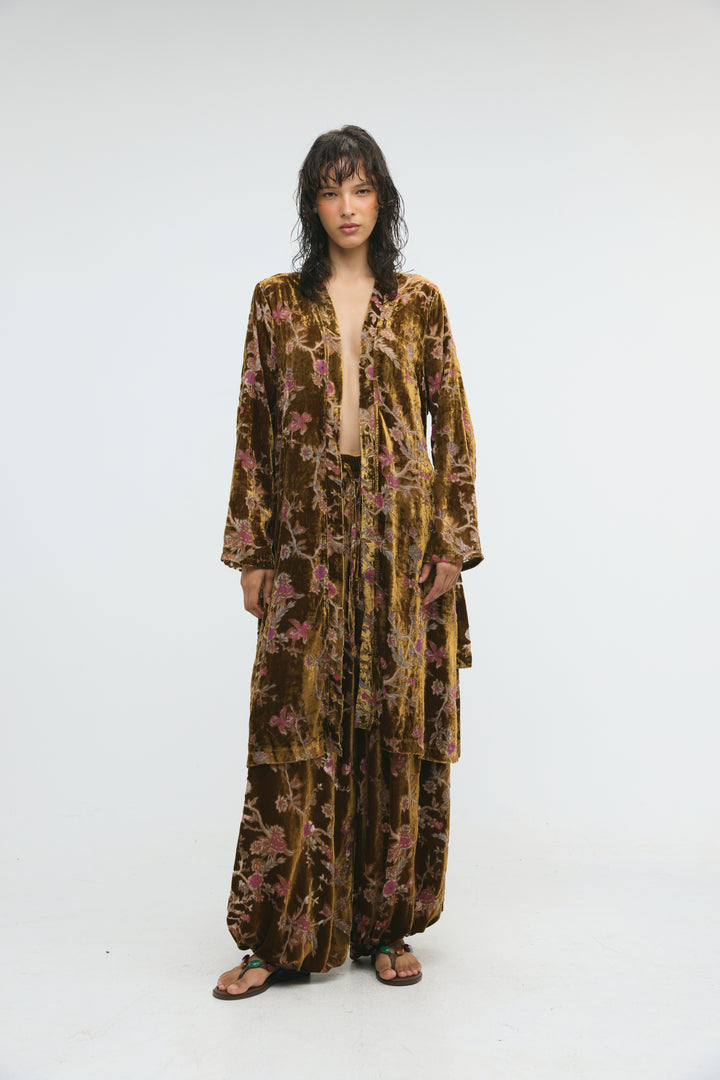 Floral Velvet Brown Balloon Bottoms