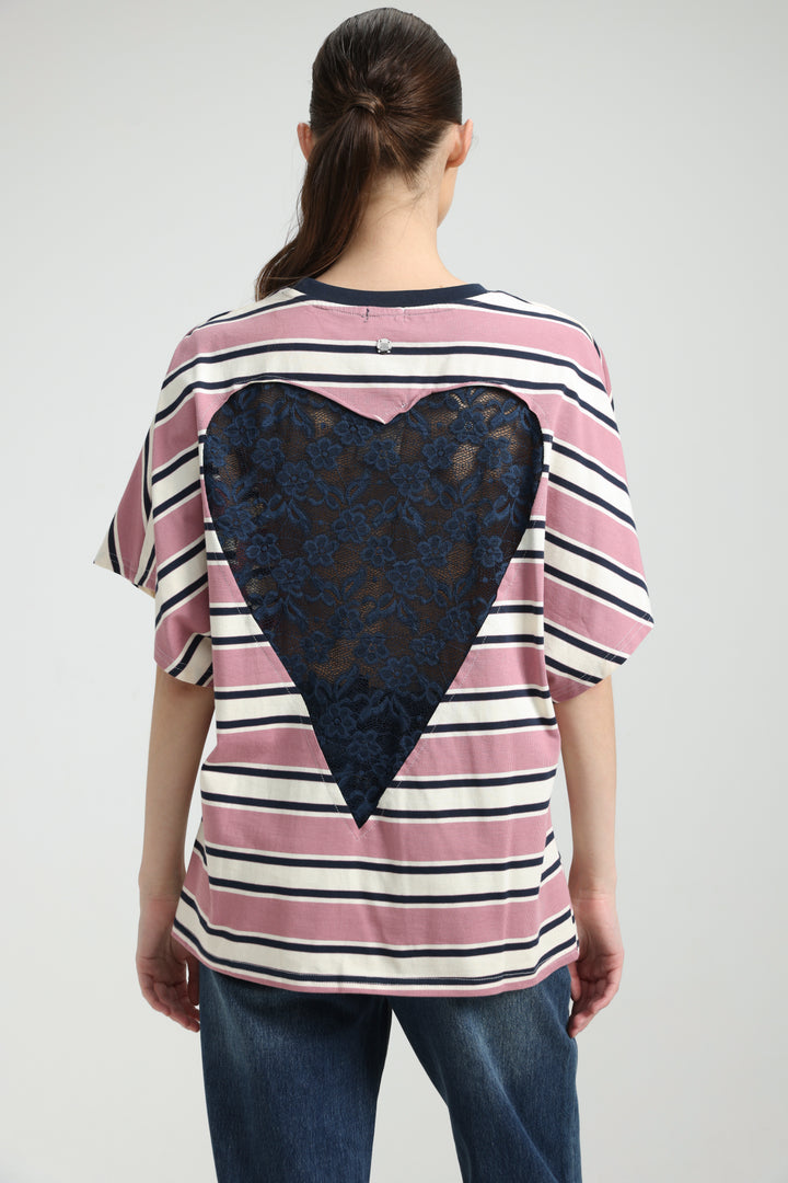 Heartbeat Pink Striped T-Shirt