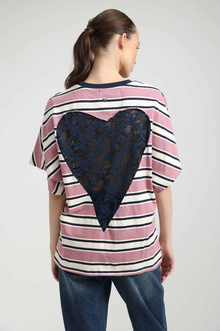 Heartbeat Pink Striped T-Shirt