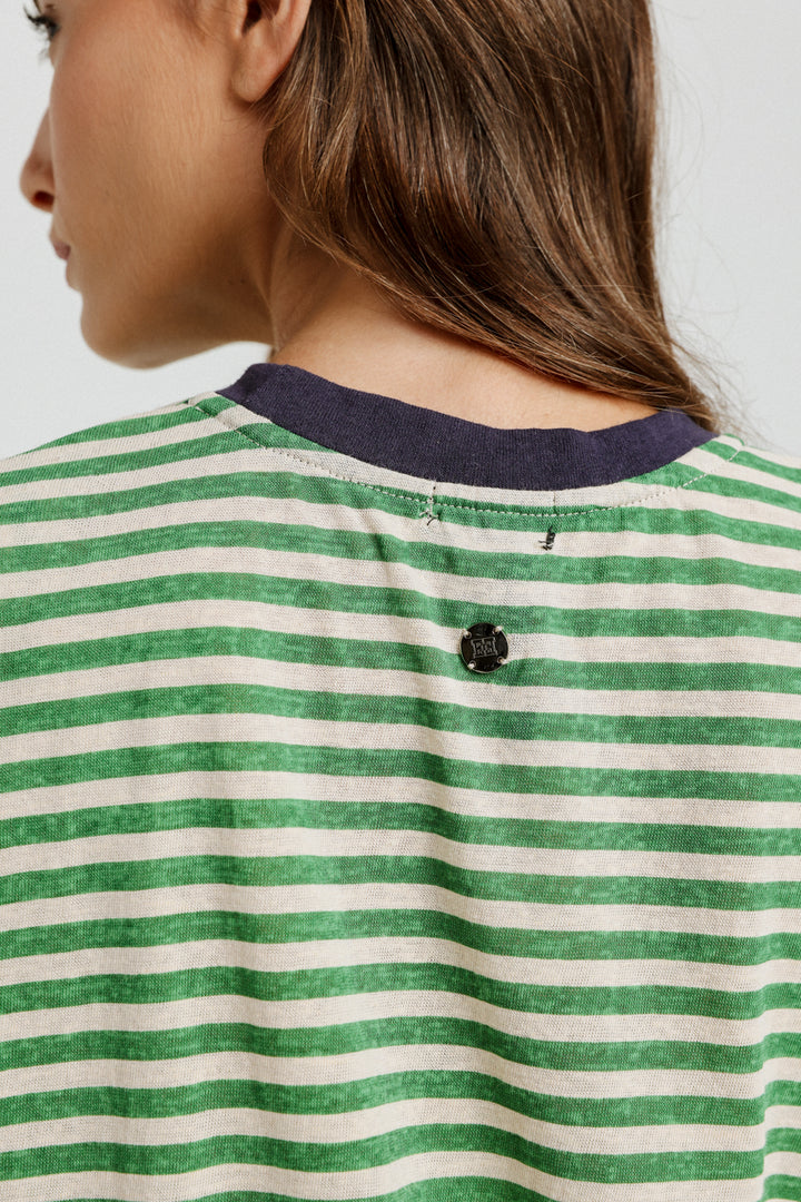 Pioneer Green Stripes Padded T-Shirt