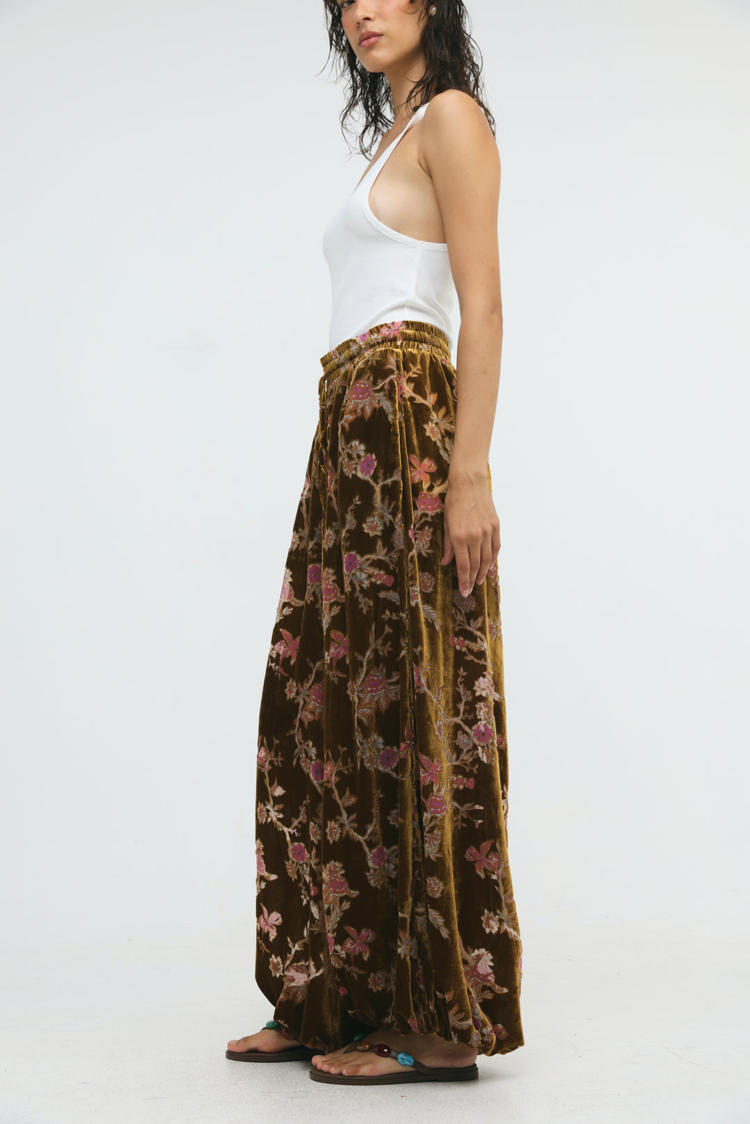Floral Velvet Brown Balloon Bottoms