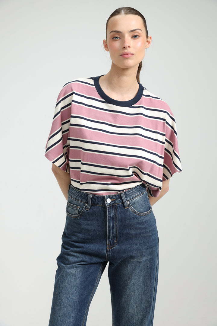 Heartbeat Pink Striped T-Shirt