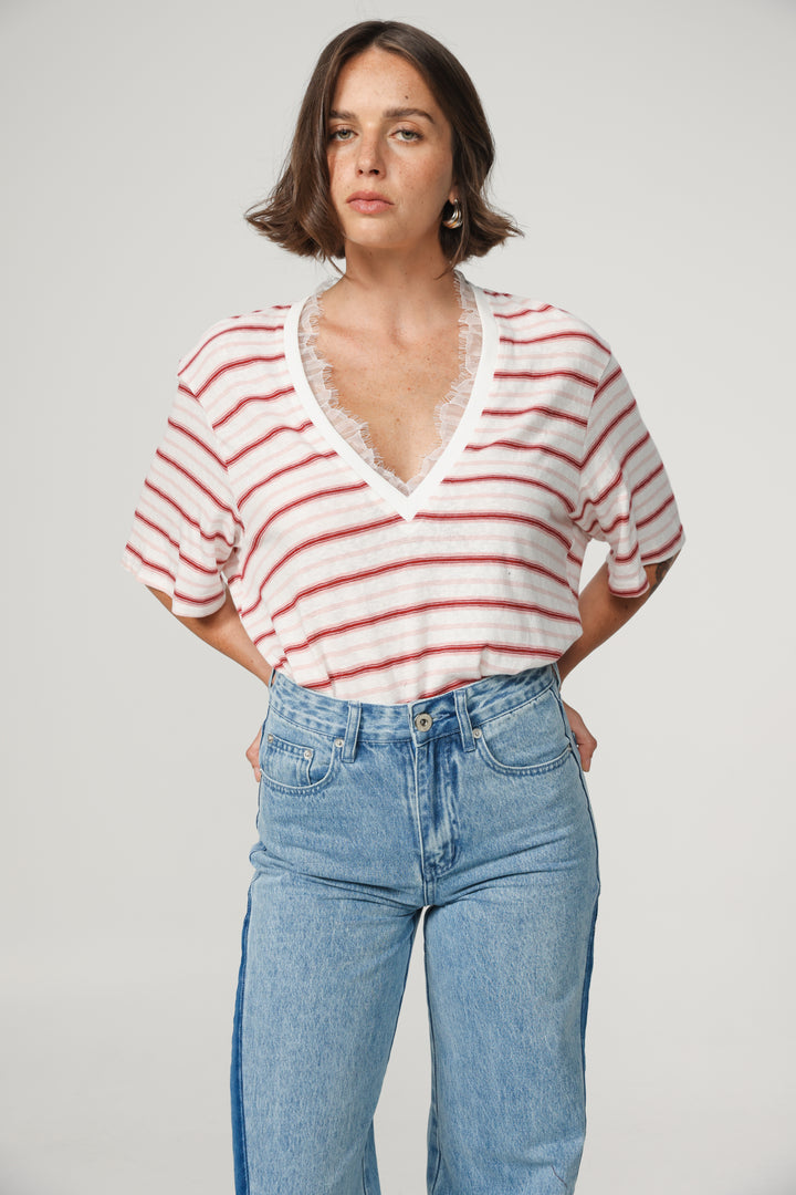 Glow Pink Striped T-Shirt