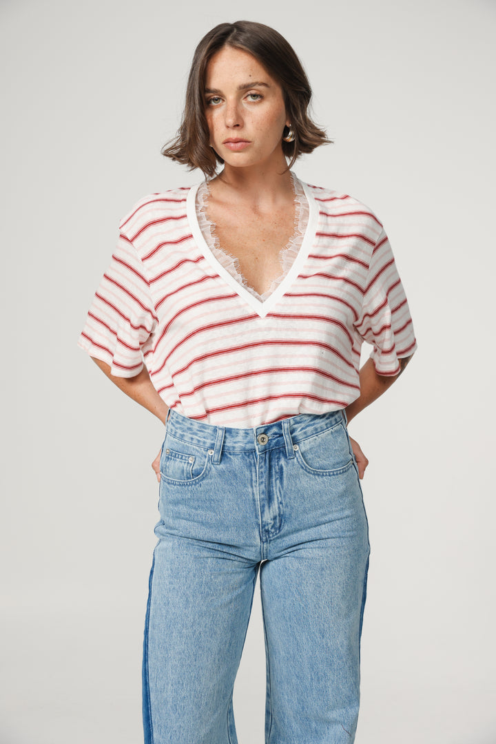 Glow Pink Striped T-Shirt