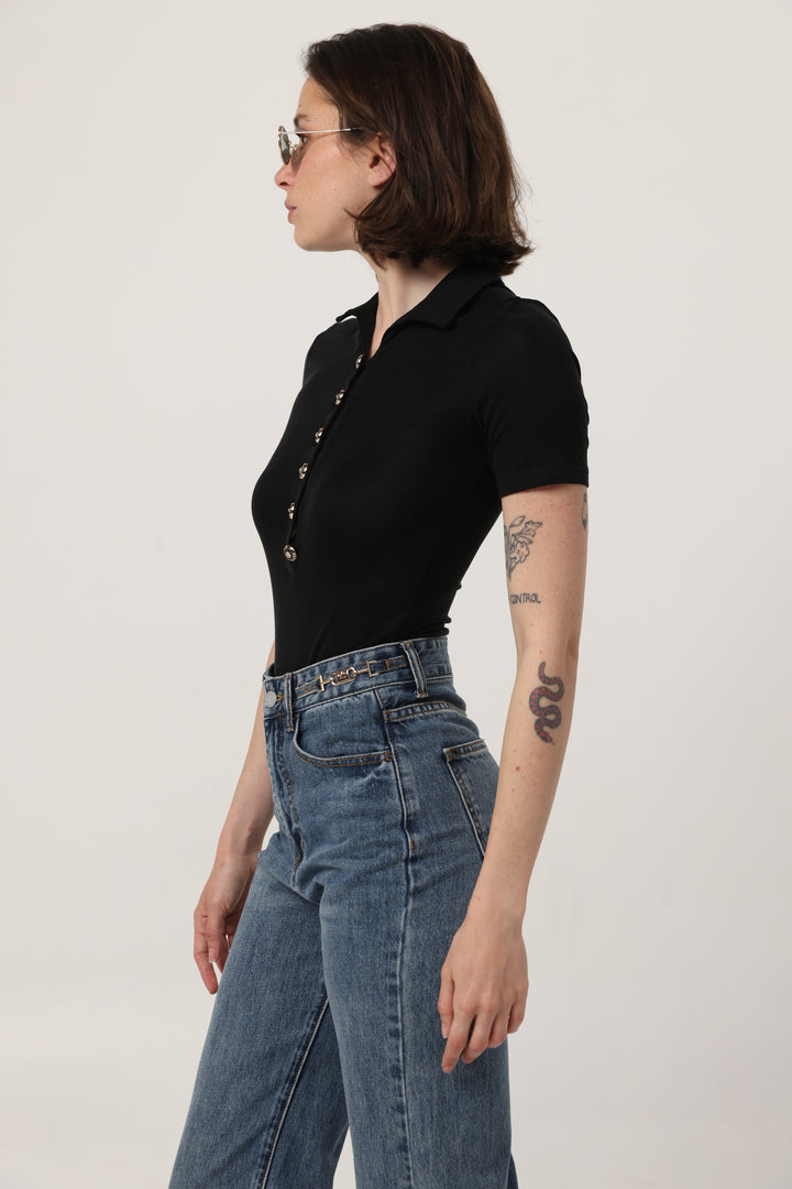 Reality Black Polo Bodysuit