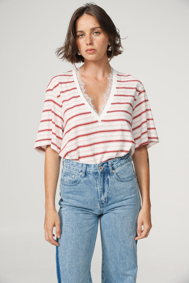 Glow Pink Striped T-Shirt