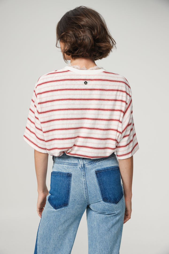Glow Pink Striped T-Shirt