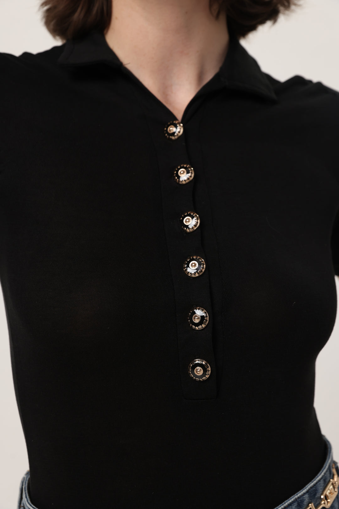 Reality Black Polo Bodysuit