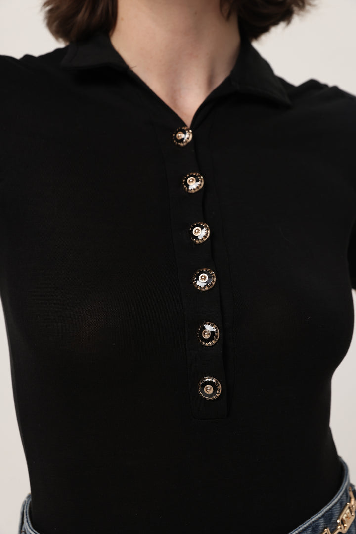 Reality Black Polo Bodysuit