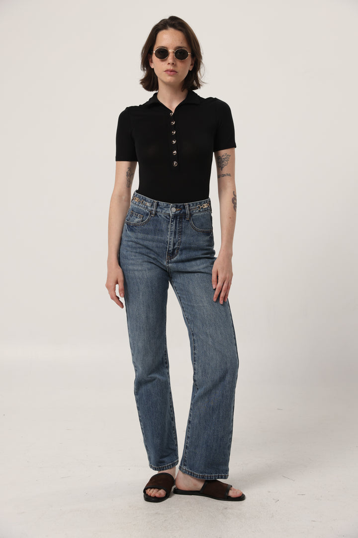 Reality Black Polo Bodysuit