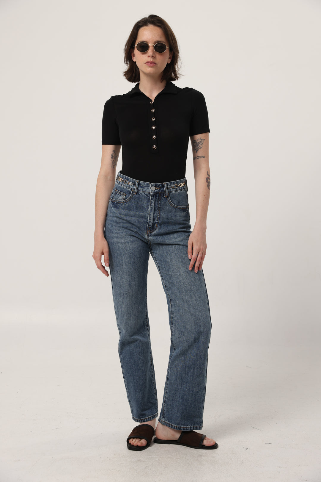 Reality Black Polo Bodysuit
