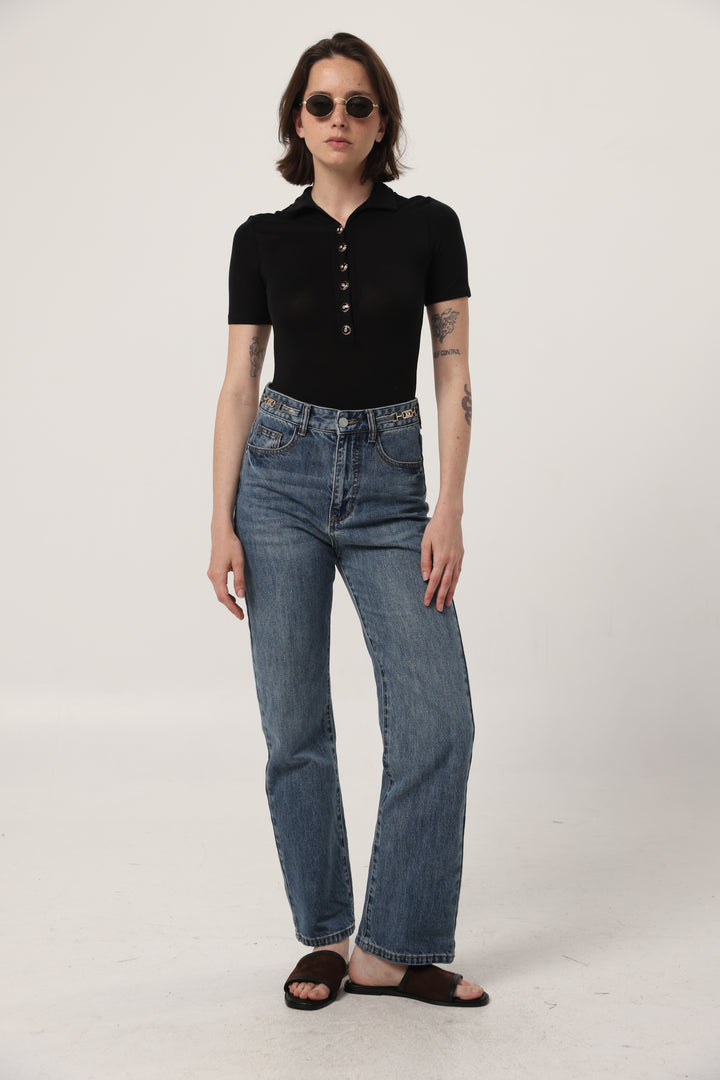 Reality Black Polo Bodysuit