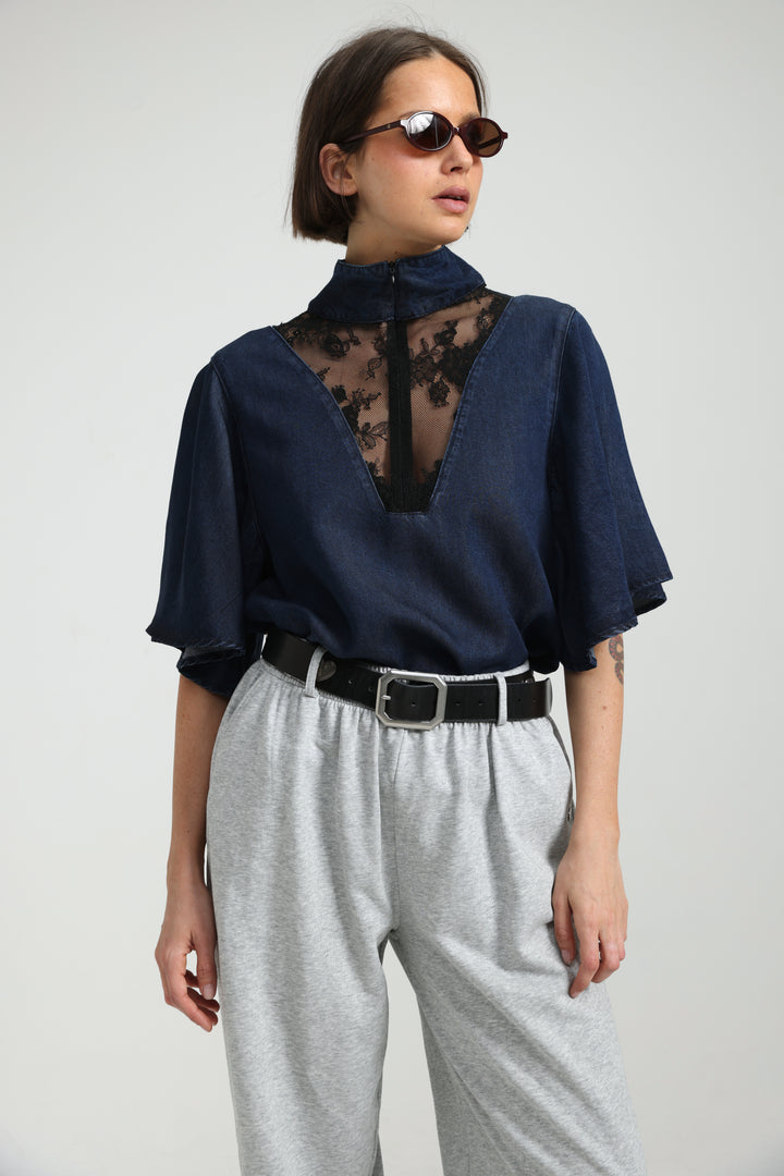 Adamon Lace Dark Denim Polo