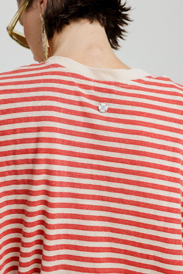 Pioneer Red Striped Padded V T-Shirt