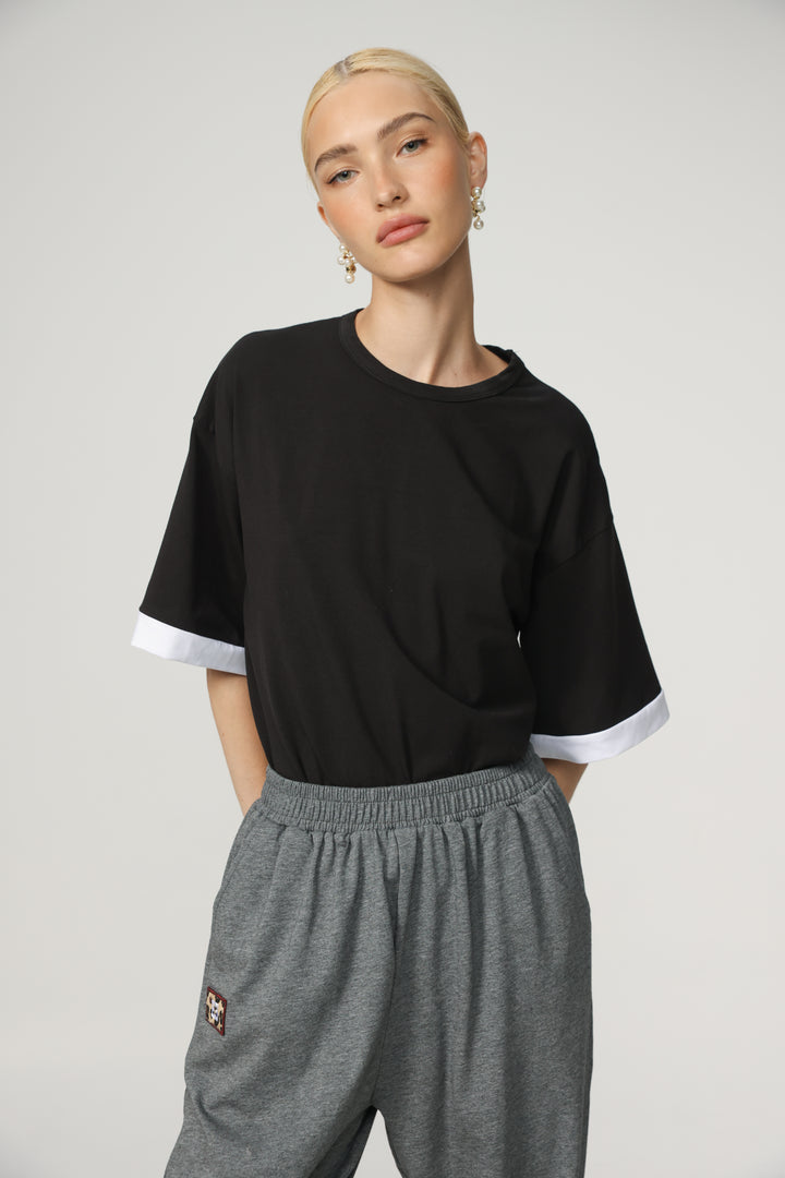 Rock Contrast Black T-Shirt