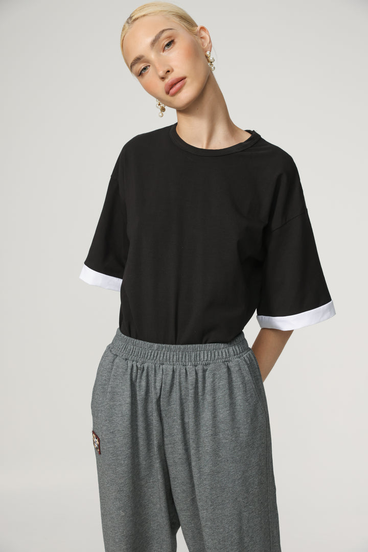 Rock Contrast Black T-Shirt