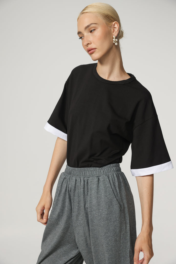 Rock Contrast Black T-Shirt