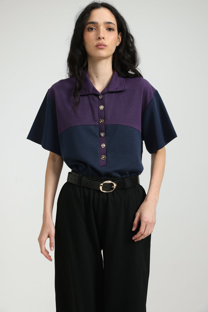 Sun Navy/Purple Polo T-Shirt