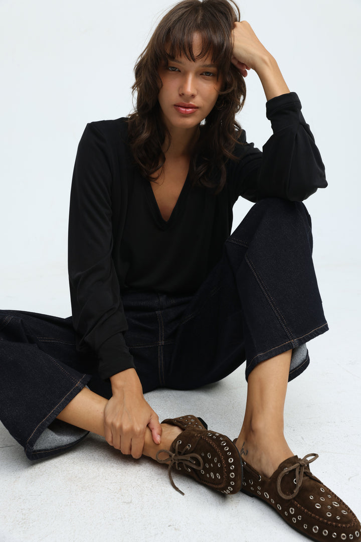 Suede Eyelet Brown Moccasins