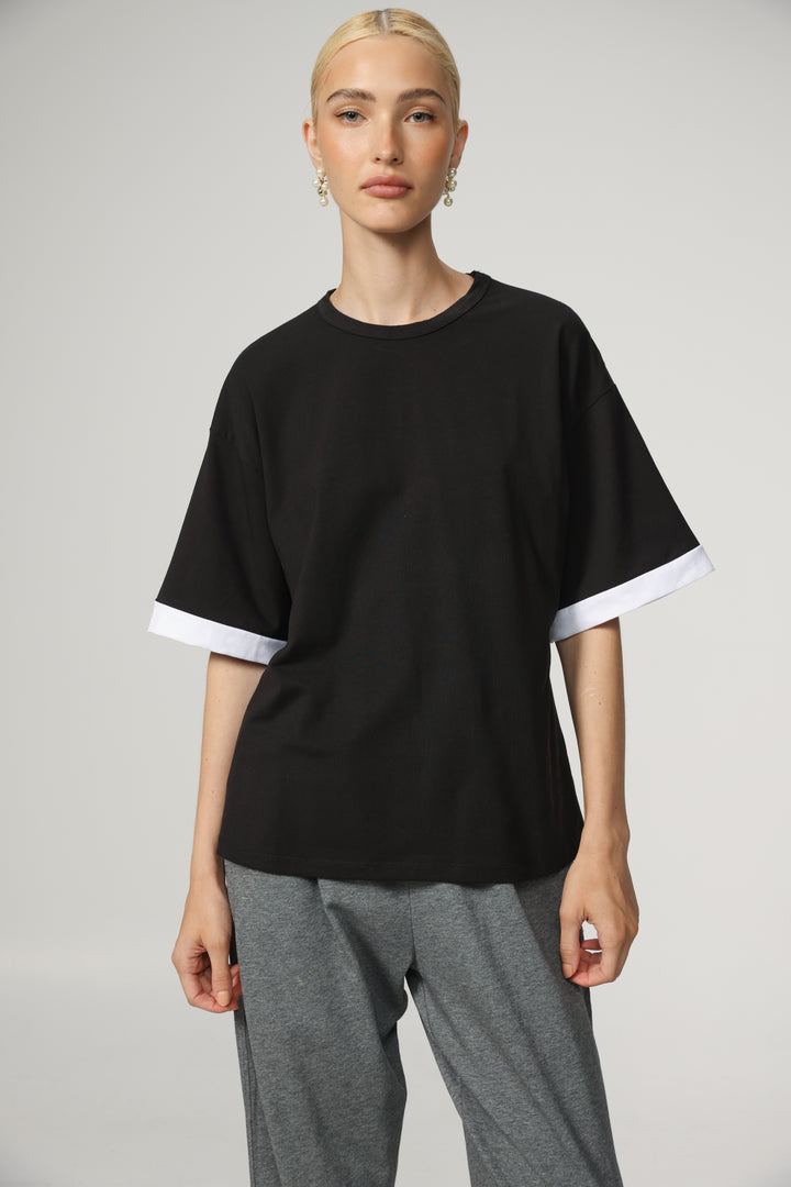 Rock Contrast Black T-Shirt