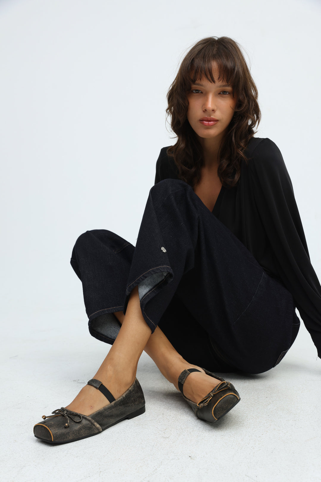 Brown Square Toe Ballerina Flats