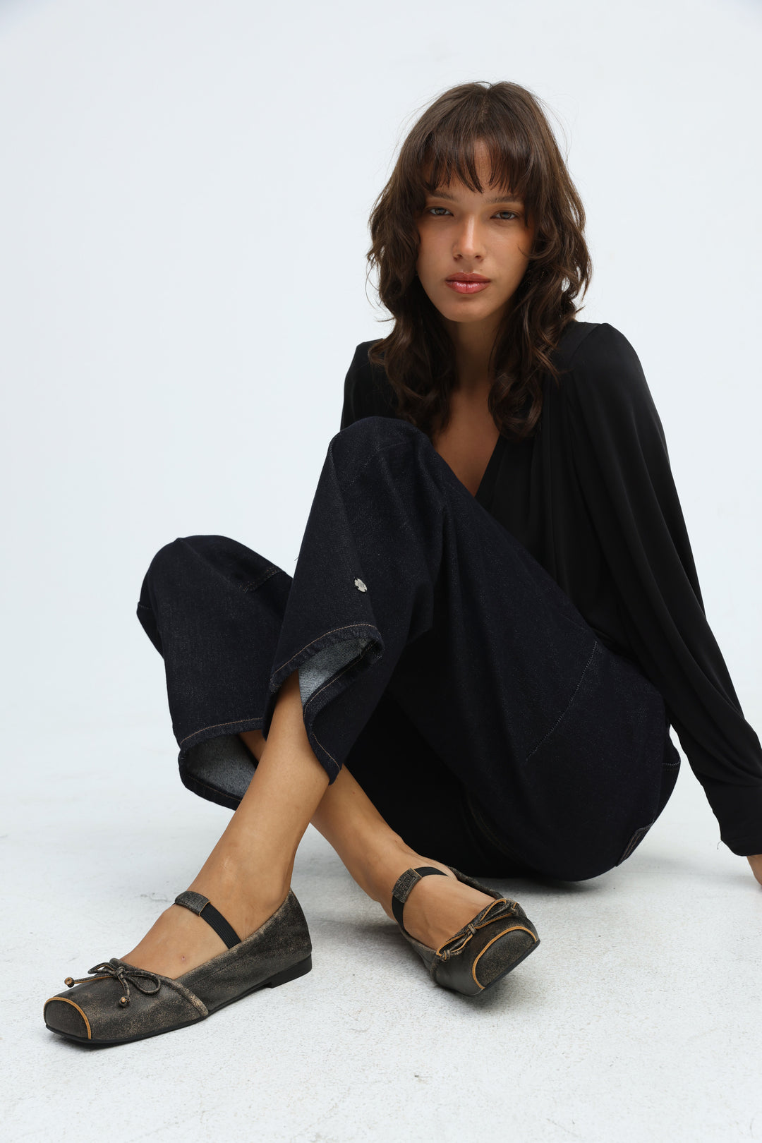 Brown Square Toe Ballerina Flats