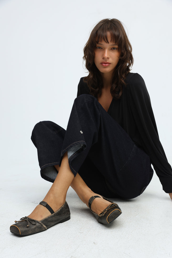Brown Square Toe Ballerina Flats