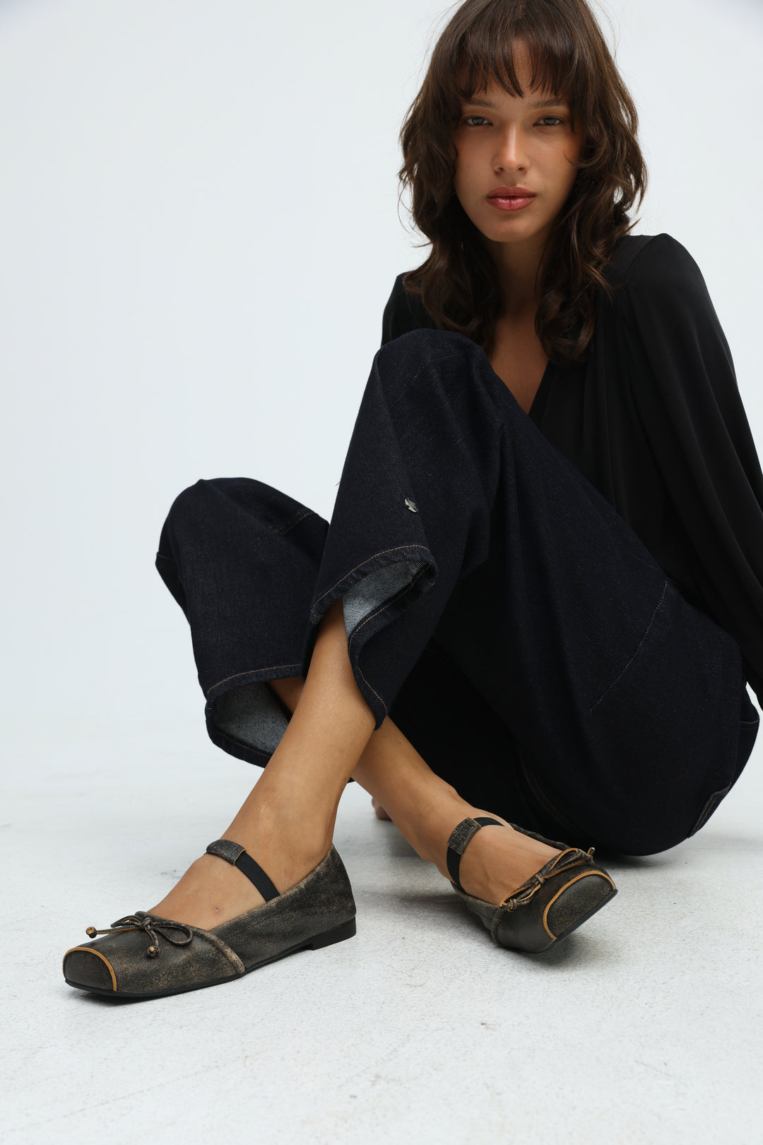 Brown Square Toe Ballerina Flats