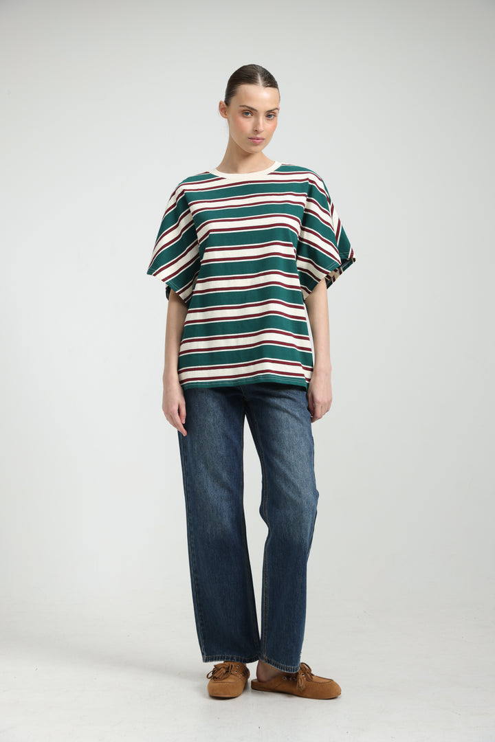 Heartbeat Green Striped T-Shirt