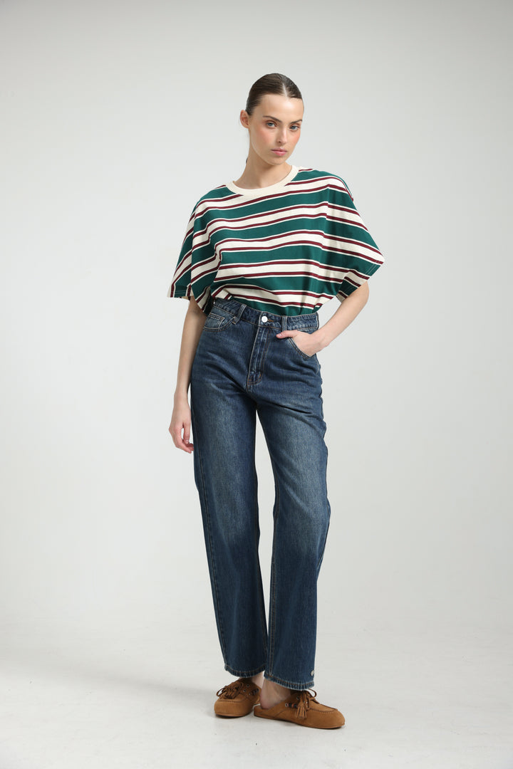 Heartbeat Green Striped T-Shirt