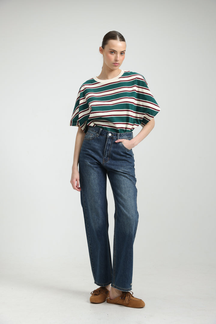 Heartbeat Green Striped T-Shirt