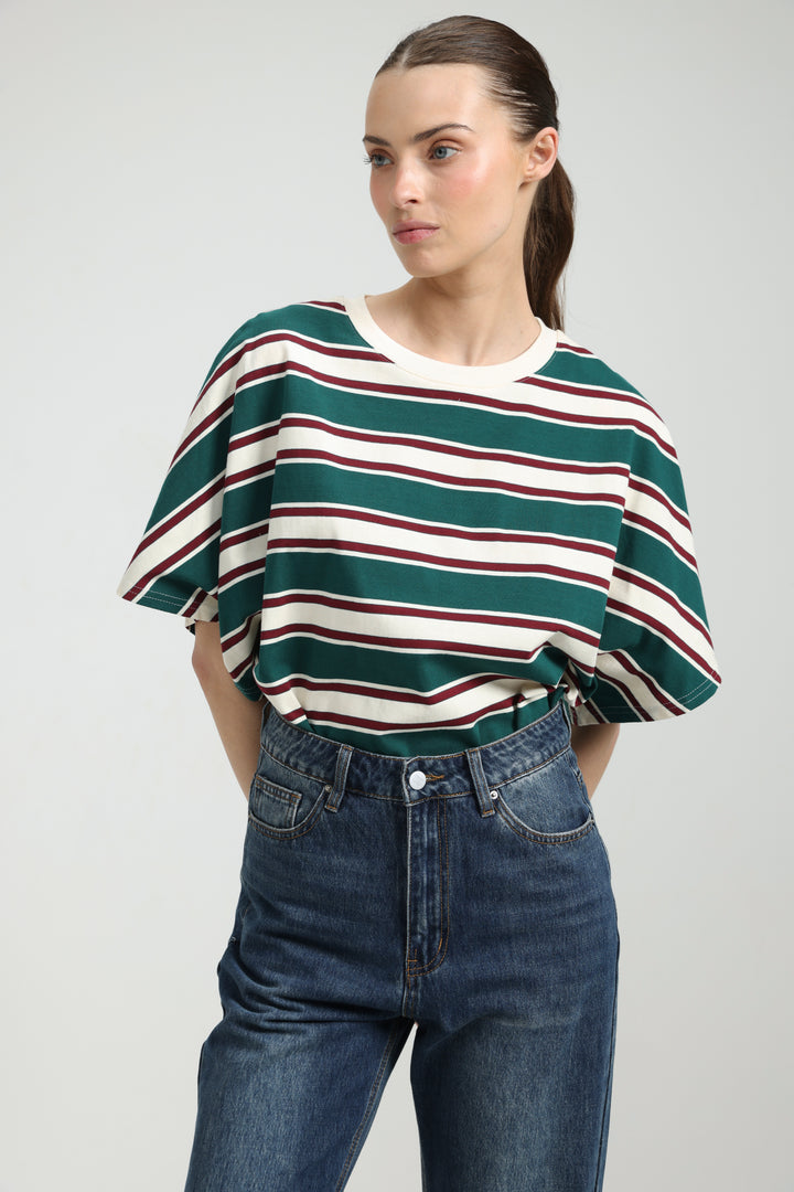 Heartbeat Green Striped T-Shirt