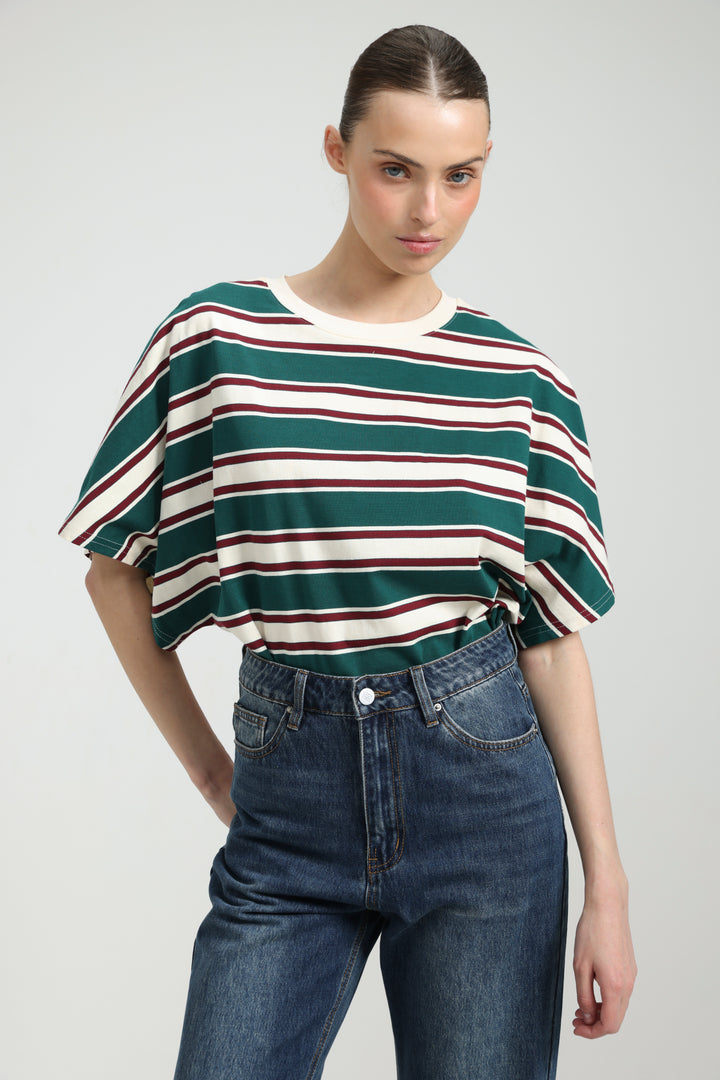 Heartbeat Green Striped T-Shirt