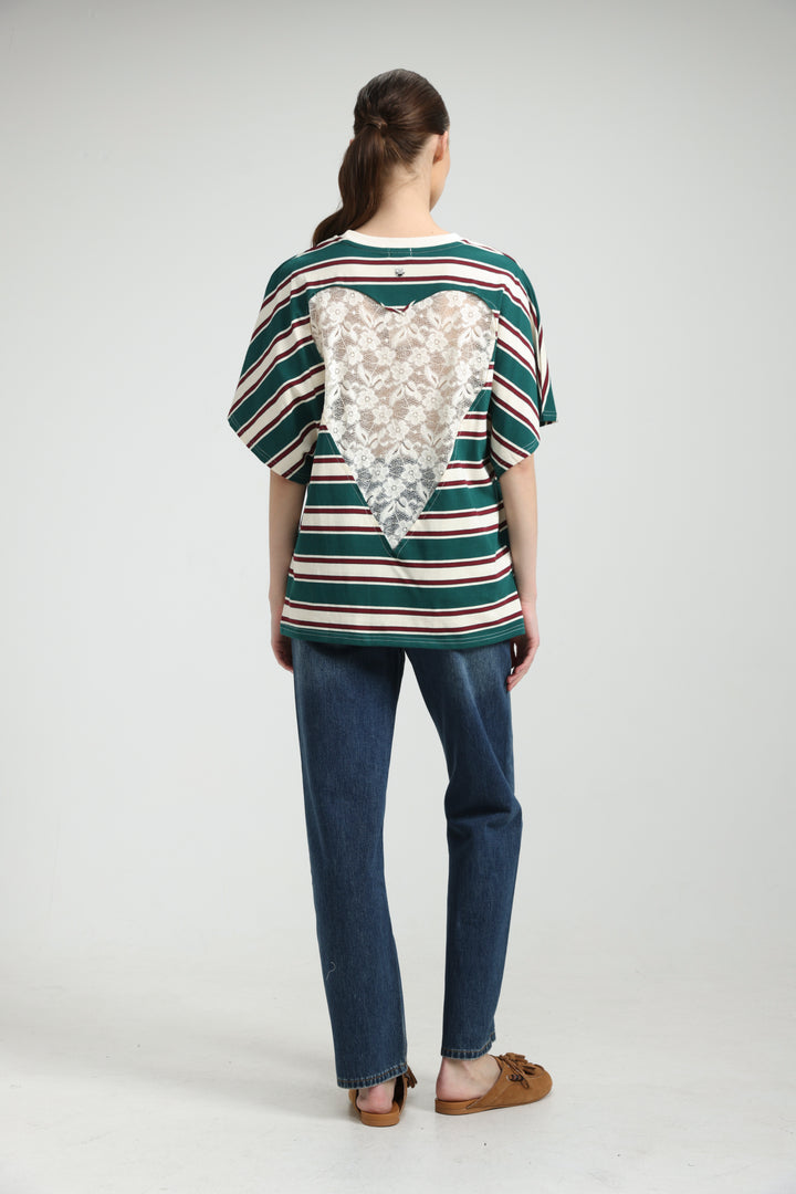 Heartbeat Green Striped T-Shirt