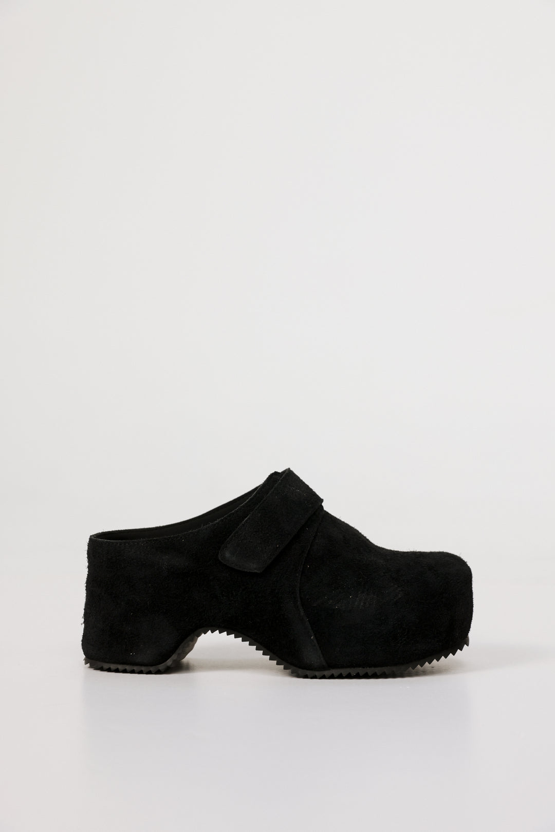 Black Textured Suede Clogs
